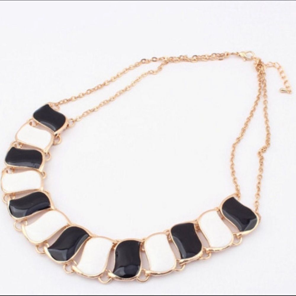 Trendy Jewels Black and White Statement Necklace